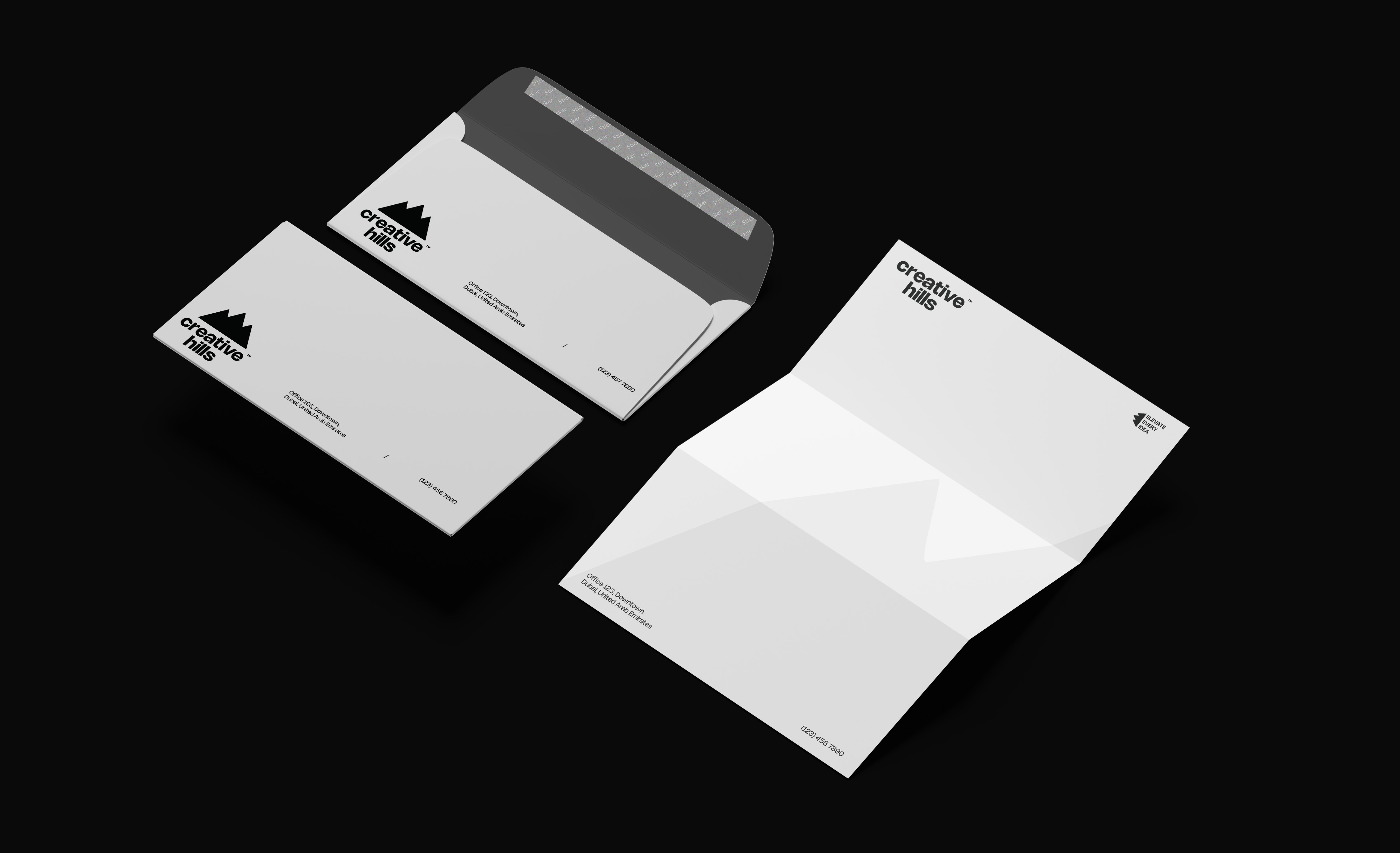 Stationery Suite — Creative Hills brand application